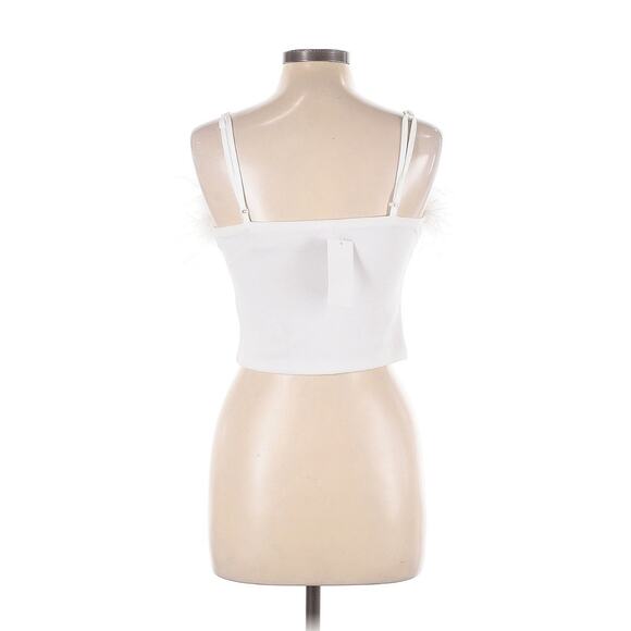 NWT Honey & Sparkle White Feather Trim Tank top L - Picture 2 of 5